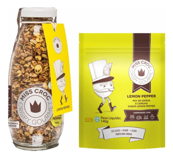 Granola Crispy Lemon Pepper S/glúten Garrafa Miss Croc 130g 0 Granola Crispy Lemon Pepper S/glúten Garrafa Miss Croc 130g 0