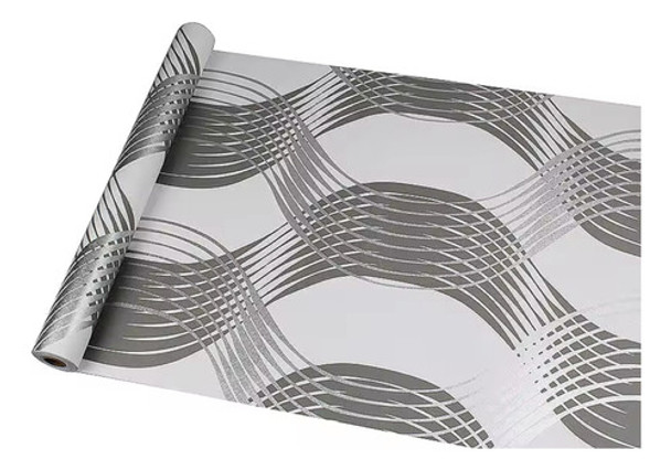 Papel Tapiz Vinilo Adhesivo Ondas Gama Grises Blanco Lombard 0