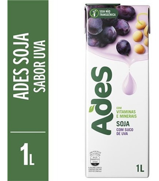 Bebida A Base De Soja Ades Uva Tp 1 Litro - Kit Com 7 0