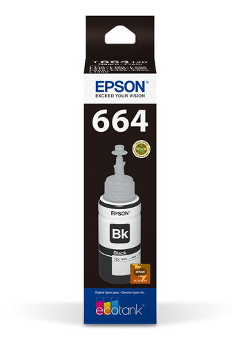 Refil De Tinta T 664 Epson T664120-al Preto 16873 0
