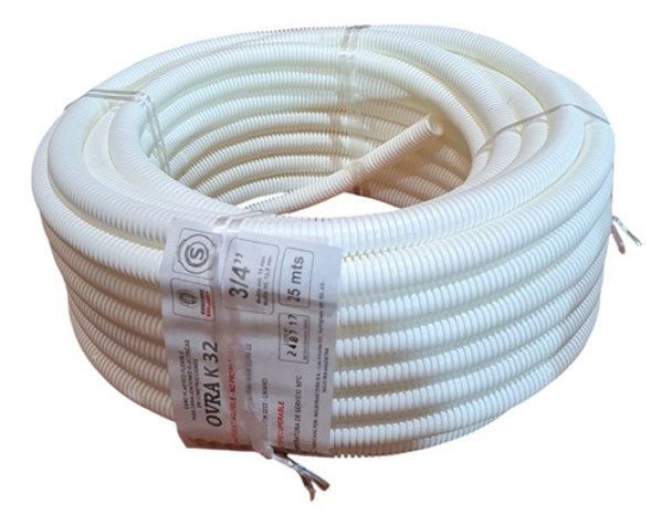 Caño Corrugado 3/4 Rollo Flexible 25 Mt Blanco Ignifugo Iram 0
