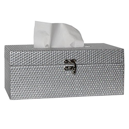 Mode Home Glitter Leather Rectangle Cajas De Pañuelos De Mad 0