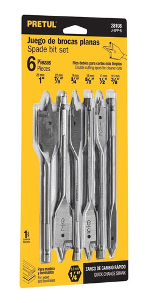 Juego De 6 Mechas Paletas Chatas Para Madera Pretul - Fc 0