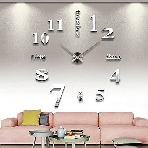Kit De Decoración Reloj De Pared 3d Bricolaje (plateado) 0