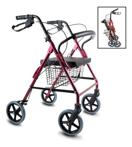 Andador Ortopedico Plegable C/ruedas Frenos Asiento Bolso 0 Andador Ortopedico Plegable C/ruedas Frenos Asiento Bolso 0