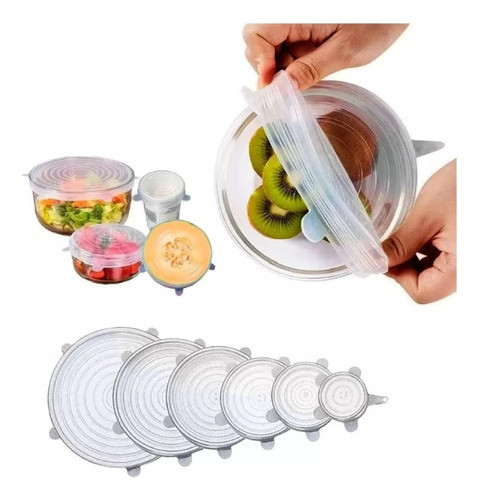 Set De Tapas Silicona Ajustables Reutilizables X 6 Piezas 0