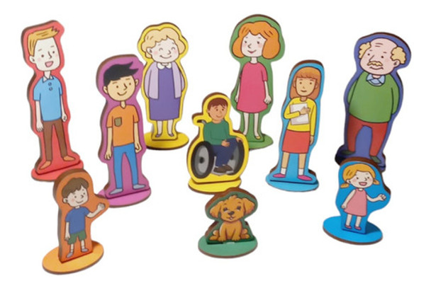 La Familia 10 Figuras Madera Juego Roles Emociones Didactic 0