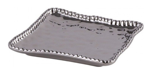 Centro De Mesa Okko Bandeja De Cerámica Plateada Decorativa 0