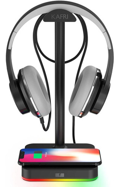 Soporte Para Auriculares Rgb Con Cargador Inalambrico 0
