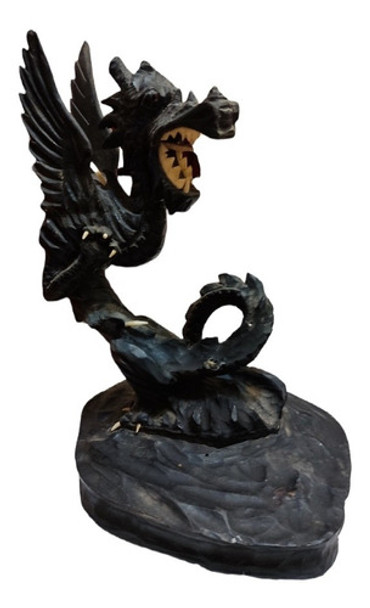 Antiguo Dragón Chino Tallado En Madera Imperial 0