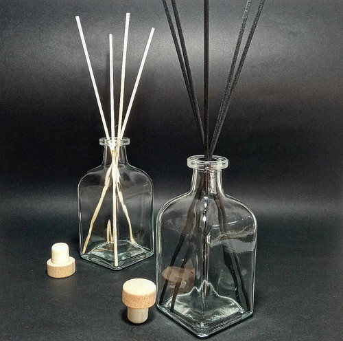 Difusor Vidrio De 250ml Con Varitas Y Tapa Corcho 0