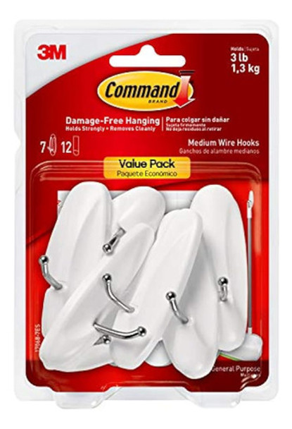 Ganchos De Cables De Comando Value Pack Medium White 7posici 0