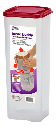 Caja Plástico Para Pan Fresco, Tapa Roja, Tamaño Individual 0