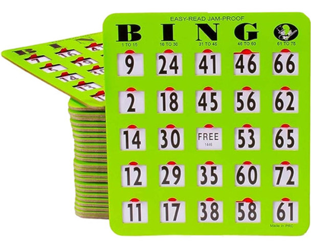Tarjetas De Bingo Grandes Con Ventana, 25 Unidades, Verde 0 Tarjetas De Bingo Grandes Con Ventana, 25 Unidades, Verde 0
