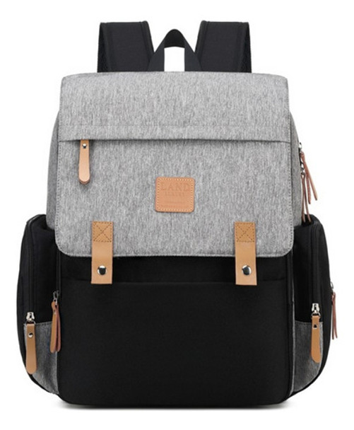 Mochila Maternidade Land Luxury Cinza Com Preto Original 0