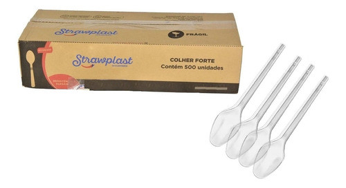 Colher Descartável Refeição Cristal Reforçada C/500 0