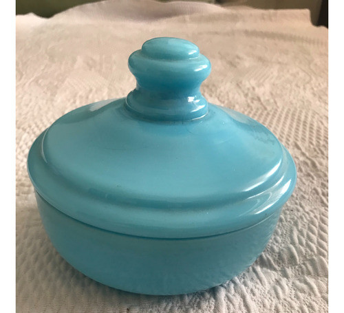 Polvera De Opalina Turquesa Con Tapa 0