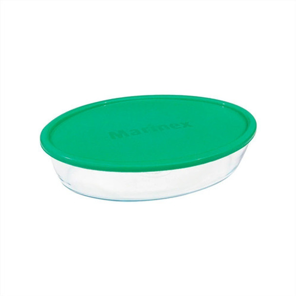Asadera Vidrio Marinex Oval Con Tapa 1600 Ml 0