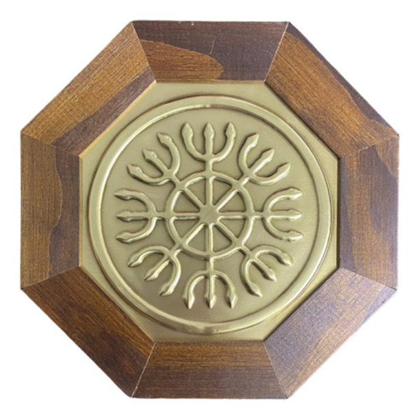 Quadro Devadatta Madeira Imbuia Oitavado E Metal 18 Cm 0