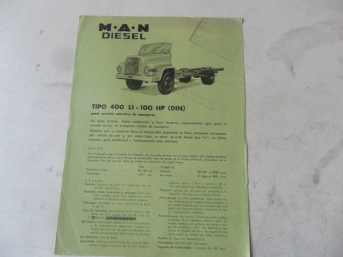 Folleto Man M.a.n Antiguo Colectivo Bondi Catalogo No Manual 0