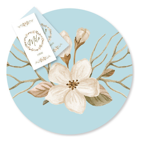 Kit Imprimible Flores Naturales Celeste Tukit 0