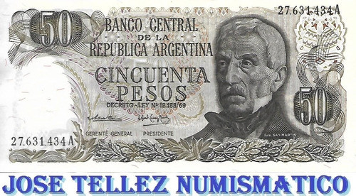Bottero 2369 $ 50 Pesos Ley 18188 Serie A Ex+ Palermo 0