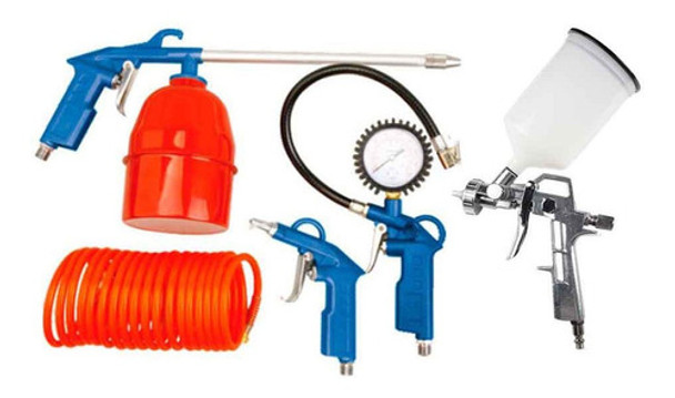 Kit Compresor Aire Pistolas Y Mangueras 1/4'' Compresor Rong 0