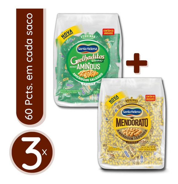 Amendoim Grelhaditos + Amendoim Mendorato - 3 Sacos De Cada 0