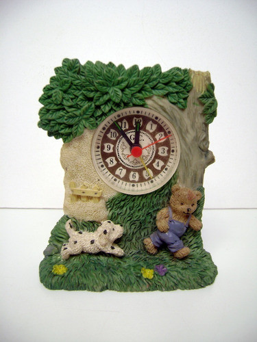 Viejo Reloj Infantil Adorno Osito Perro Mesa Luz Leer Boedo 0