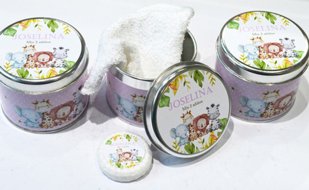 30 Latas Personalizadas 8x7 Con 1 Jabon Y 1 Toalla Souvenirs 0