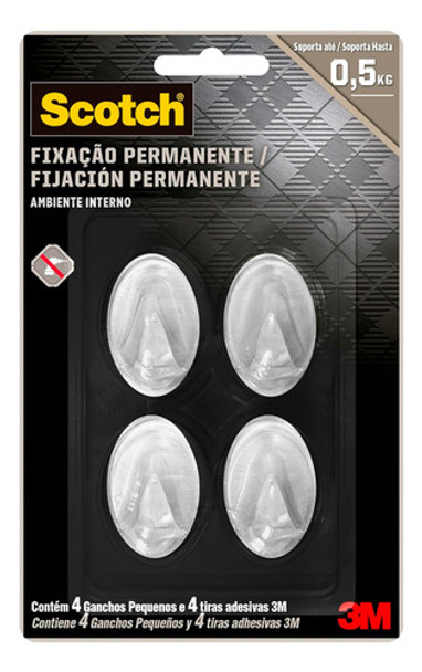 Gancho 3m Scotch Transparente Pequeno 4 Unidades 0