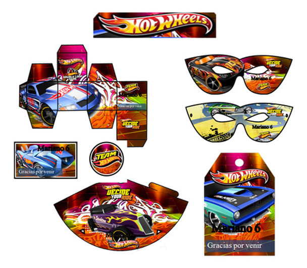 Kit Imprimible Candy Bar Hot Wheels 100% Editable 0