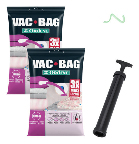 2 Saco Organizador A Vácuo Jumbo Viagem 110x100cm + Bomba 0