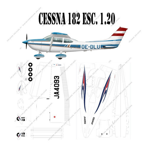 Cessna 182 Esc. 1.20 Aperoximadamente Papercraft 0
