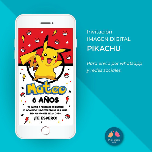 Invitación Digital Imagen - Pikachu 0