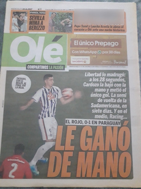 Diario Ole 22 Noviembre 2017 Libertad 1 Independiente 0 0