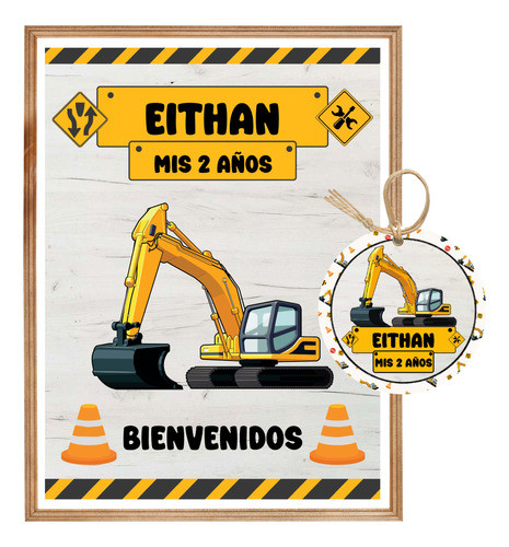 Kit Imprimible Construccion - Excavadora - Textos Editables 0