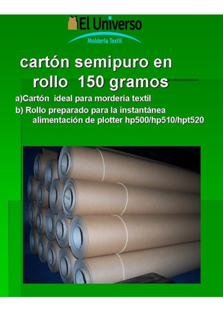 Rollo De Papel Semipuro De 150 Gramos Molderia Textil 0 Rollo De Papel Semipuro De 150 Gramos Molderia Textil 0