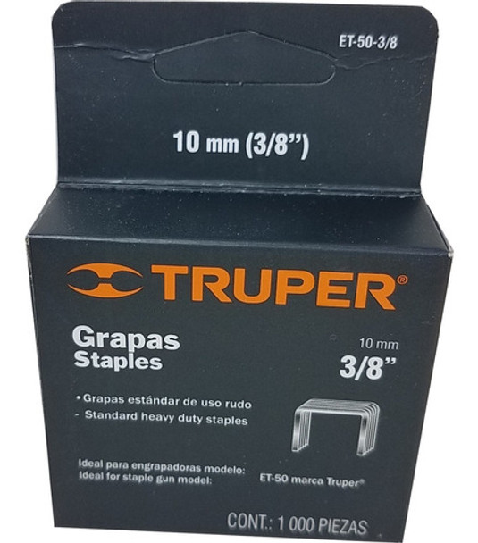 Grapas Truper Para Trabajo Pesado 10mm 3/8 Pulgada Et50-3/8 0
