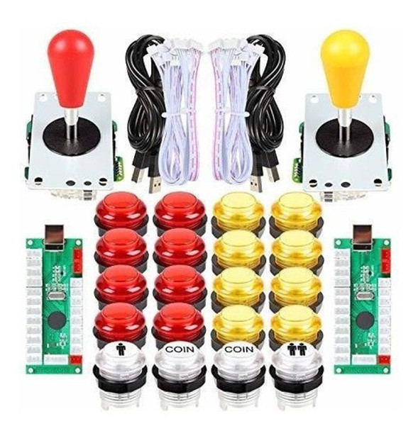 Eg Starts Kit Arcade X2 Usb Para Pc Mame Raspber Rojo Amaril 0