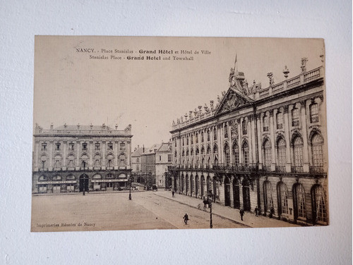 Tarjeta Postal Antigua Nancy. Place Stanislas. Gran Hotel 0