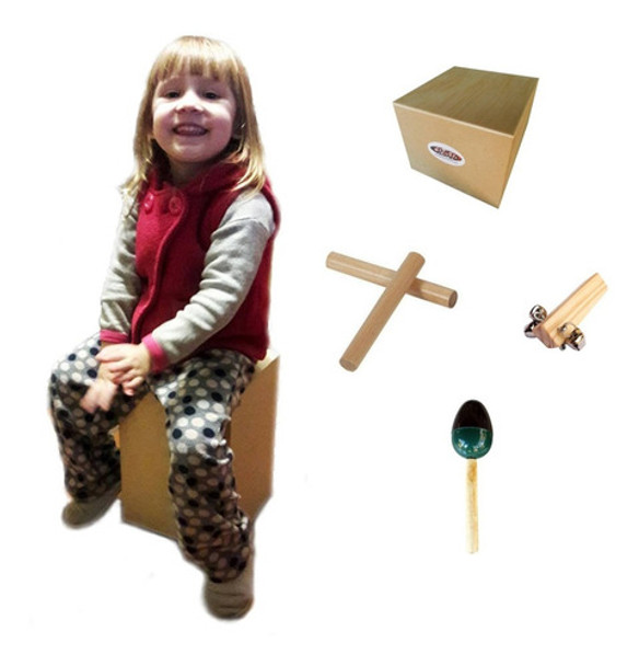 Cajón Peruano Infantil Tambor Claves Maraca Cascabelero Psr 0