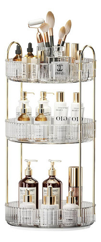 Organizador De Maquillaje Giratorio Con Espacio Para Cepillo 0