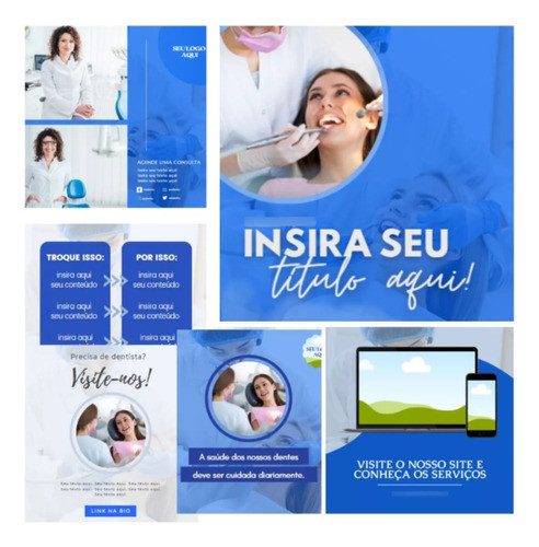 Pack Completo Templates Dentistas Canva 25 Artes Editáveis 0