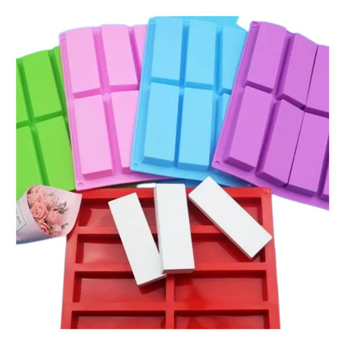 Molde De Silicona Rectángulos X8 Especial Para Jabón 0