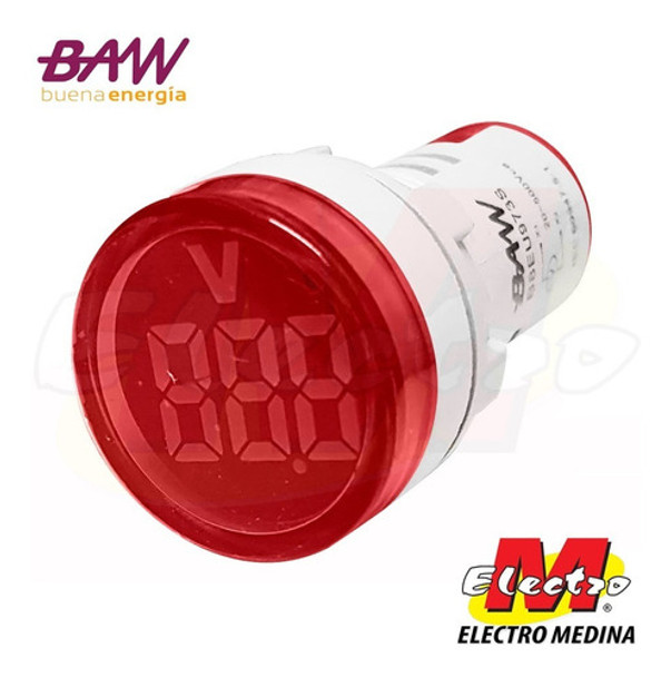 Ojo De Buey Digital Led Voltimetro Rojo Baw Electro Medina 0
