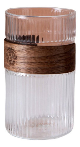Vaso Vidrio Con Grip De Madera 500 Ml 0