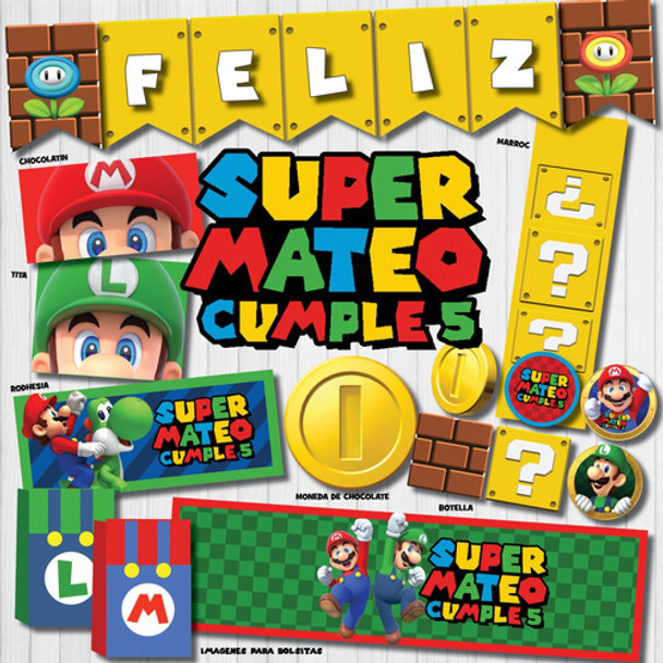 Kit Imprimible Personalizado Super Mario Candy Deco Invitaci 0