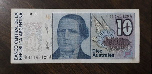 Billete Reposicion Bottero N 2826, 10 Australes.  Usado !!! 0