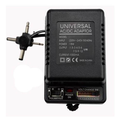 Adaptador Universal Fuente Múltiple Transf. 1.5 A 12v 1000ma 0